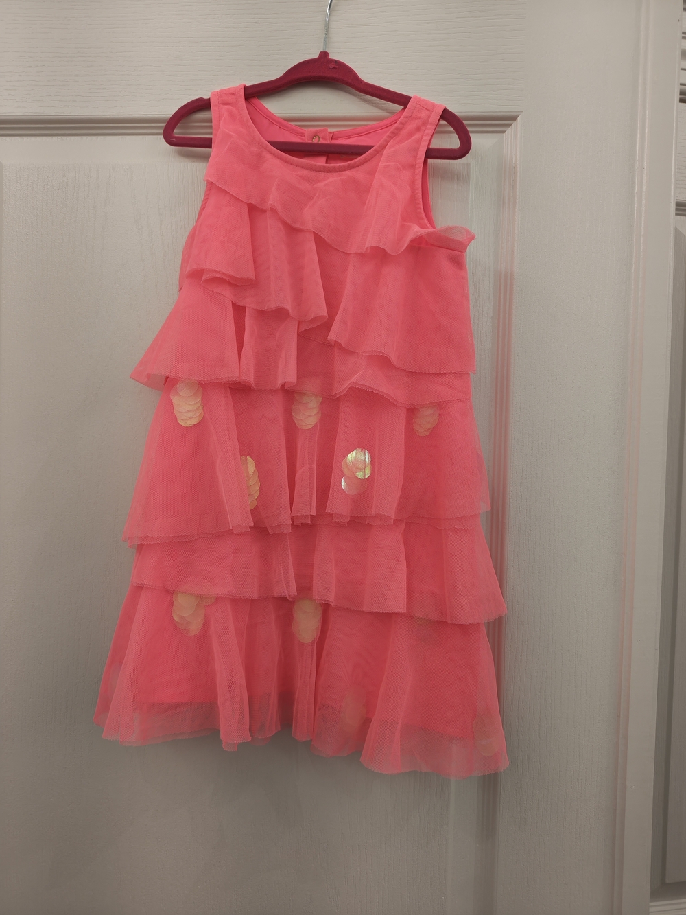 STUNNING Billieblush Neon Pink Layered Ruffle Party Dress